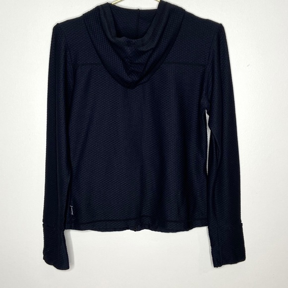 Prana Black Zip Front Hooded Waffle Texture Long Sleeve Jacket Size Large - Picture 8 of 10